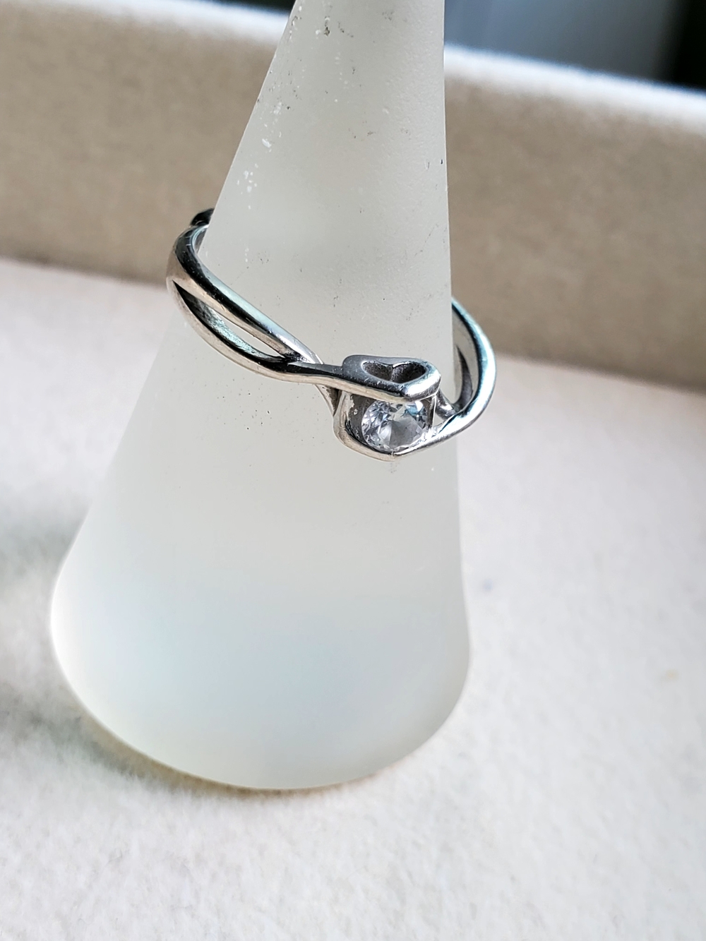 Sterling Silver Heart Solitaire Ring | 925 | Adjustable • 1.89g